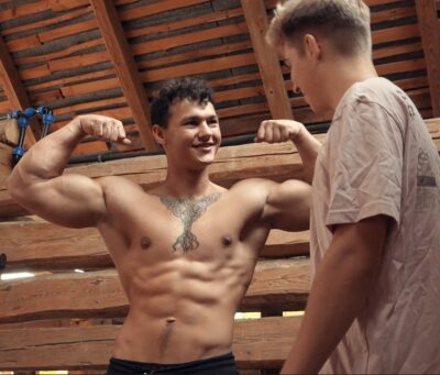 muscular twunk flexing biceps freshmen gay sex video